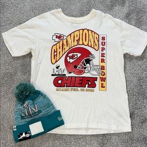Super Bowl LIV 34 Kansas City KC Chiefs Beanie knit media credential cap T Shirt